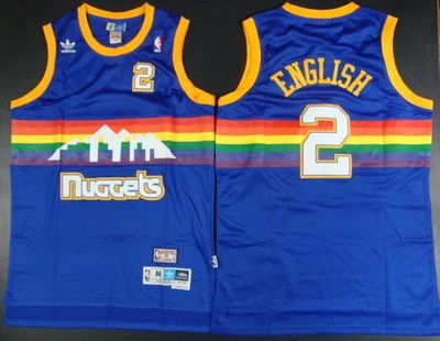 Men Denver Nuggets 2 English Blue Throwback Adidas NBA Jerseys